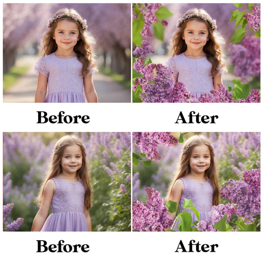 Lilac Flower Overlays for Photoshop - Spring Blossom Branches