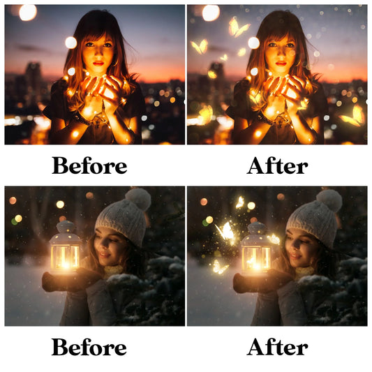 Magic Glowing Butterfly Overlays for Photoshop - Enchanted Garden Light Effects