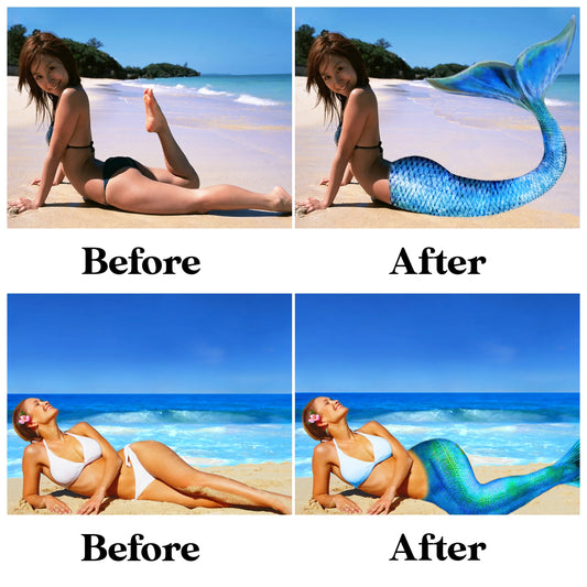 Mermaid Tail Overlays for Photoshop - Transparent Fantasy PNG