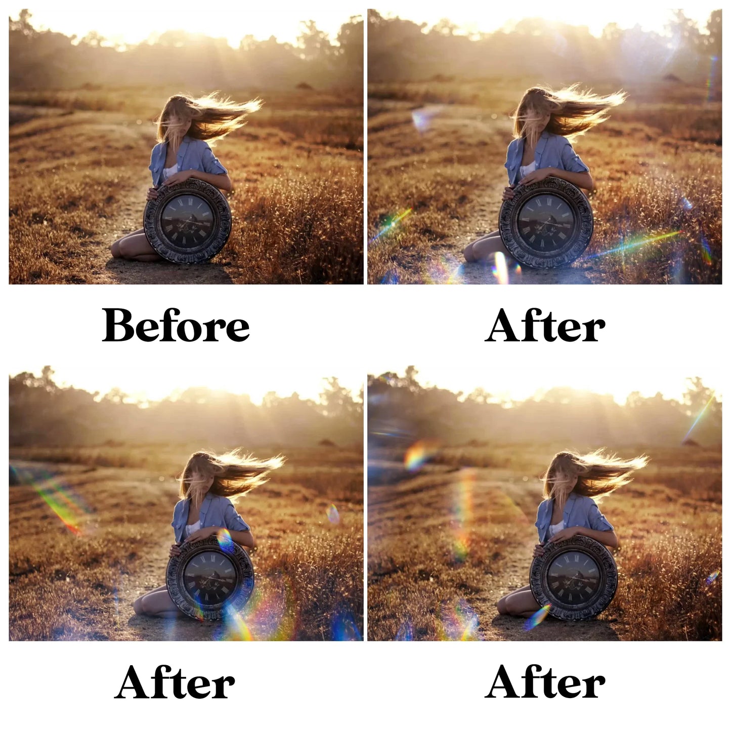 Prism Light Leak Overlays for Photoshop - Crystal Rainbow Lens Effects