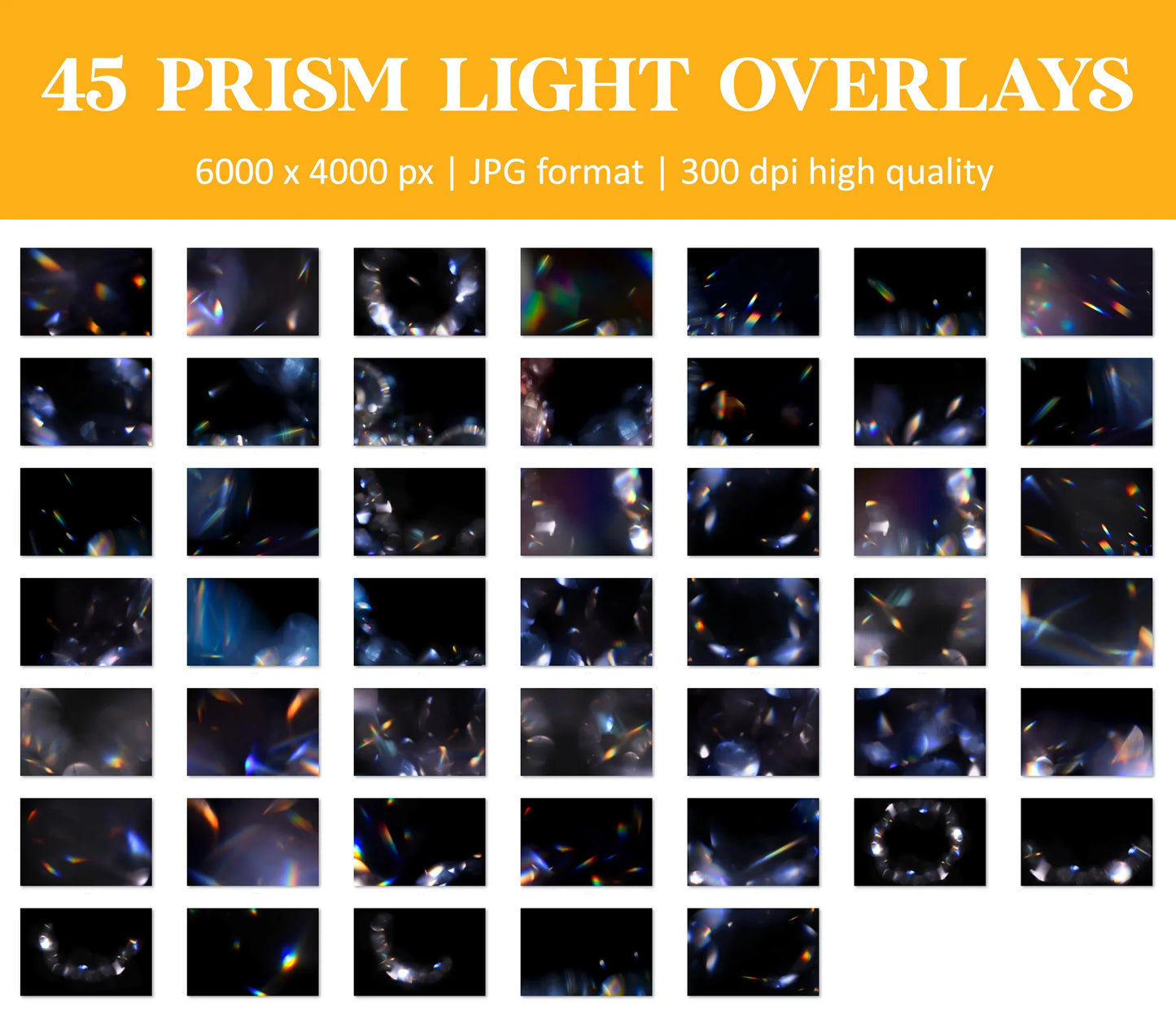Prism Light Leak Overlays for Photoshop - Crystal Rainbow Lens Effects