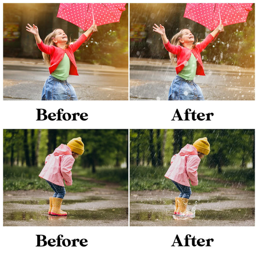 Rain Overlays for Photoshop - Realistic Falling Raindrops