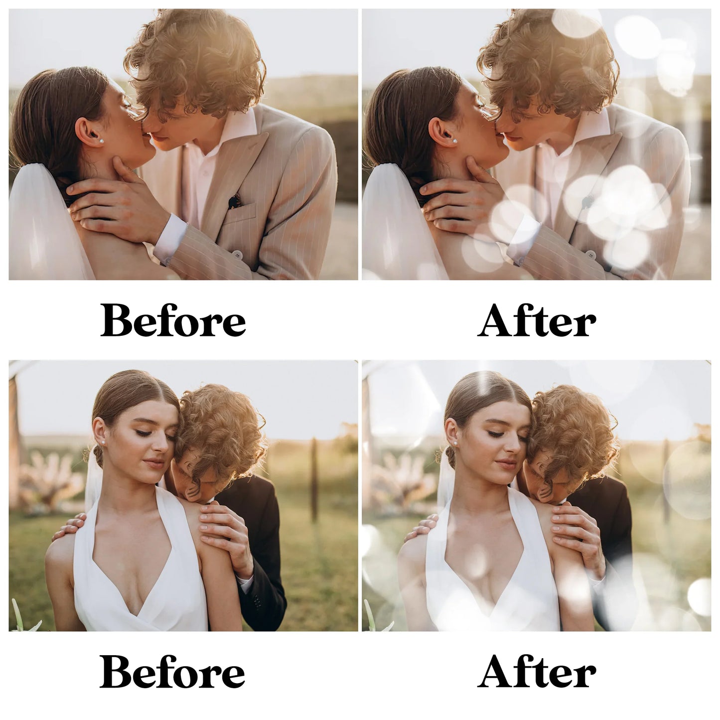 Silver Bokeh Overlays for Photoshop - Wedding and Light Leak Effects