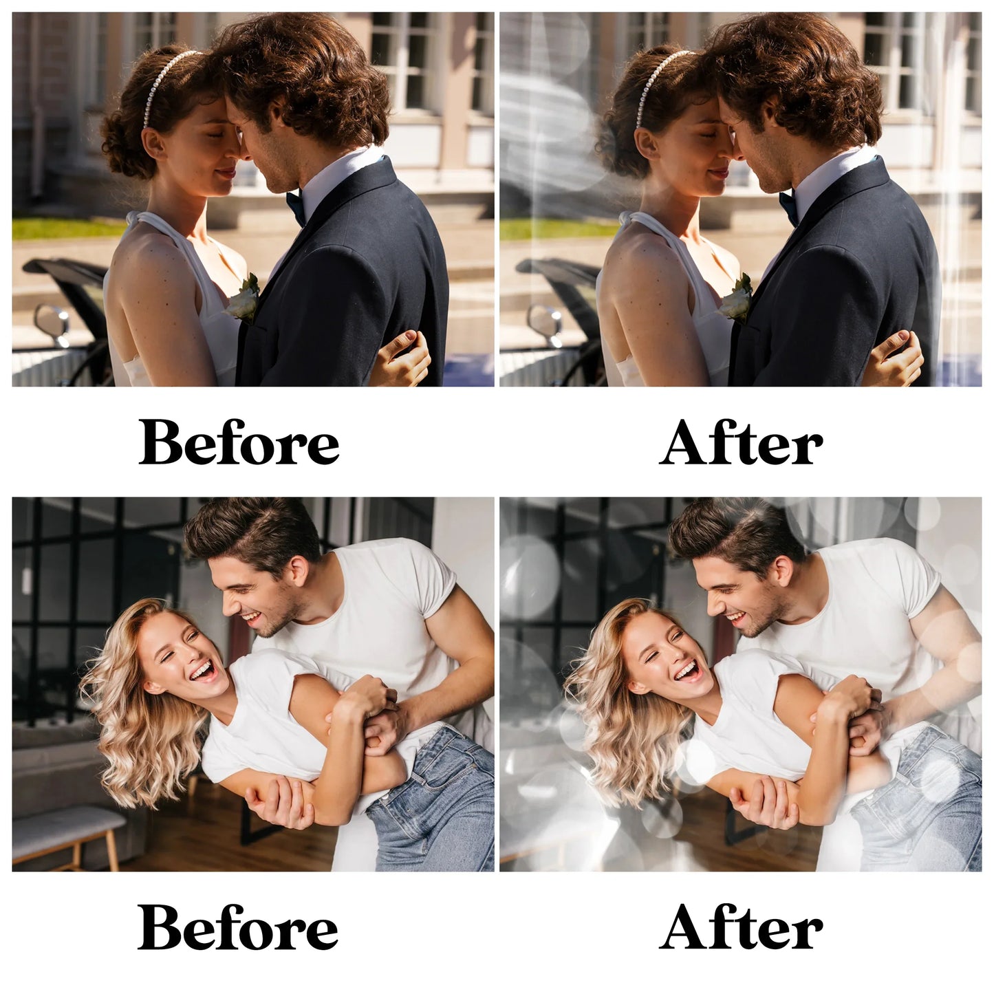 Silver Bokeh Overlays for Photoshop - Wedding and Light Leak Effects