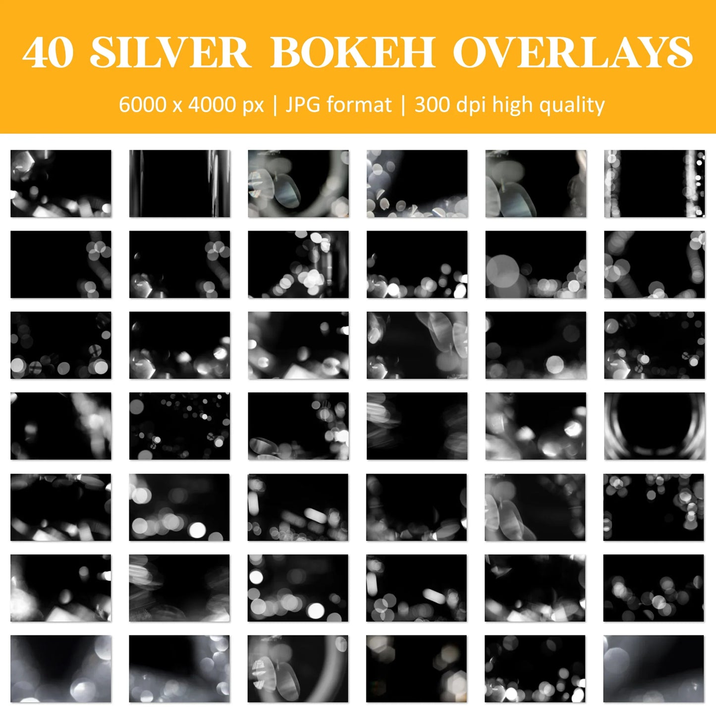 Silver Bokeh Overlays for Photoshop - Wedding and Light Leak Effects