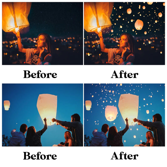 Sky Lantern Overlays for Photoshop - Floating Chinese Lanterns