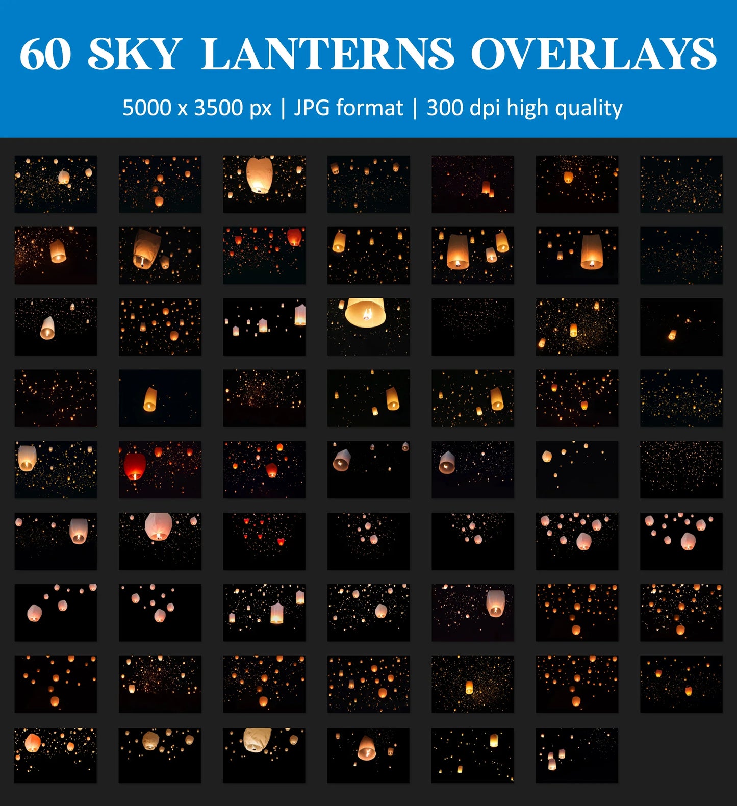 Sky Lantern Overlays for Photoshop - Floating Chinese Lanterns