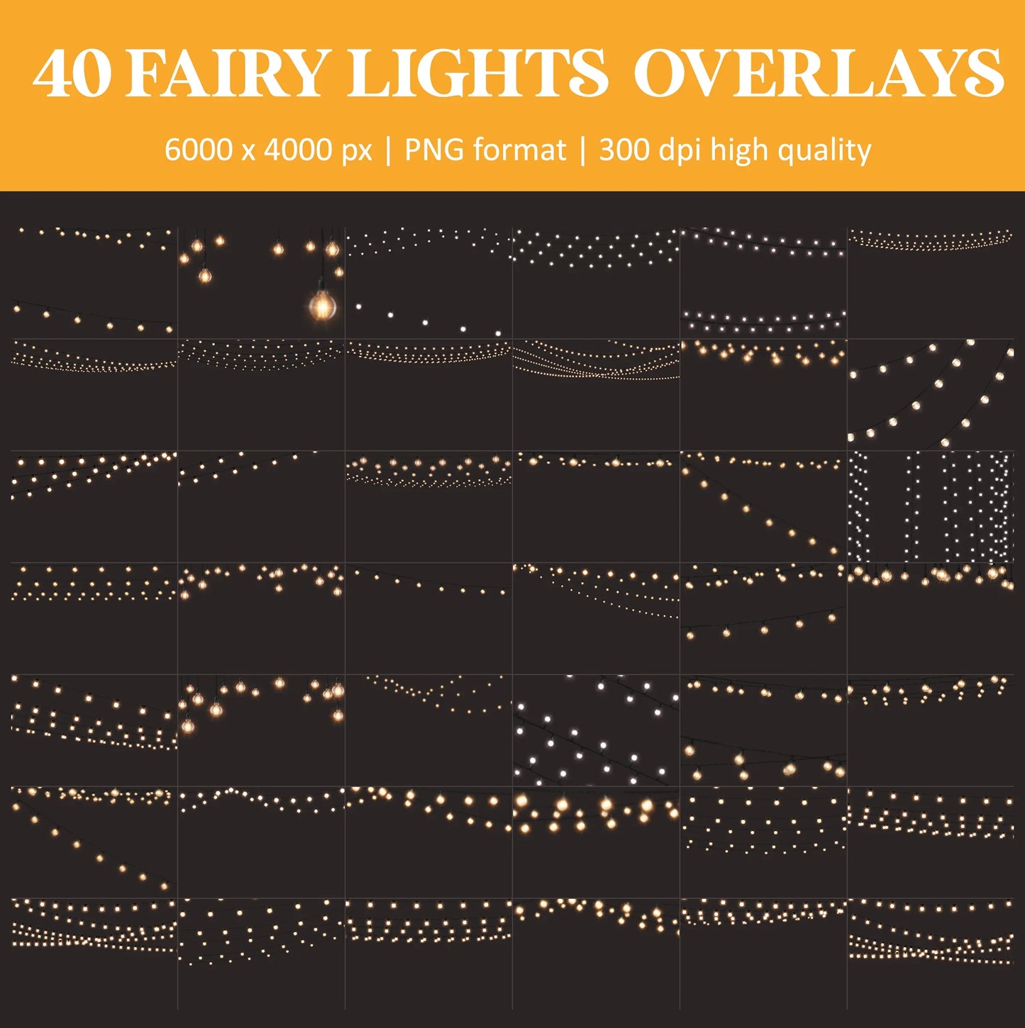 String Lights Overlay for Photoshop - Twinkle and Christmas Bokeh