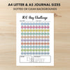 Printable 100 day challenge tracker monthly printable journal page in A4, A5 and US Letter size