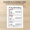 Printable 30 day butt challenge tracker monthly printable journal page in A4, A5 and US Letter size