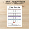 Printable 30 day fitness plan tracker monthly printable journal page in A4, A5 and US Letter size