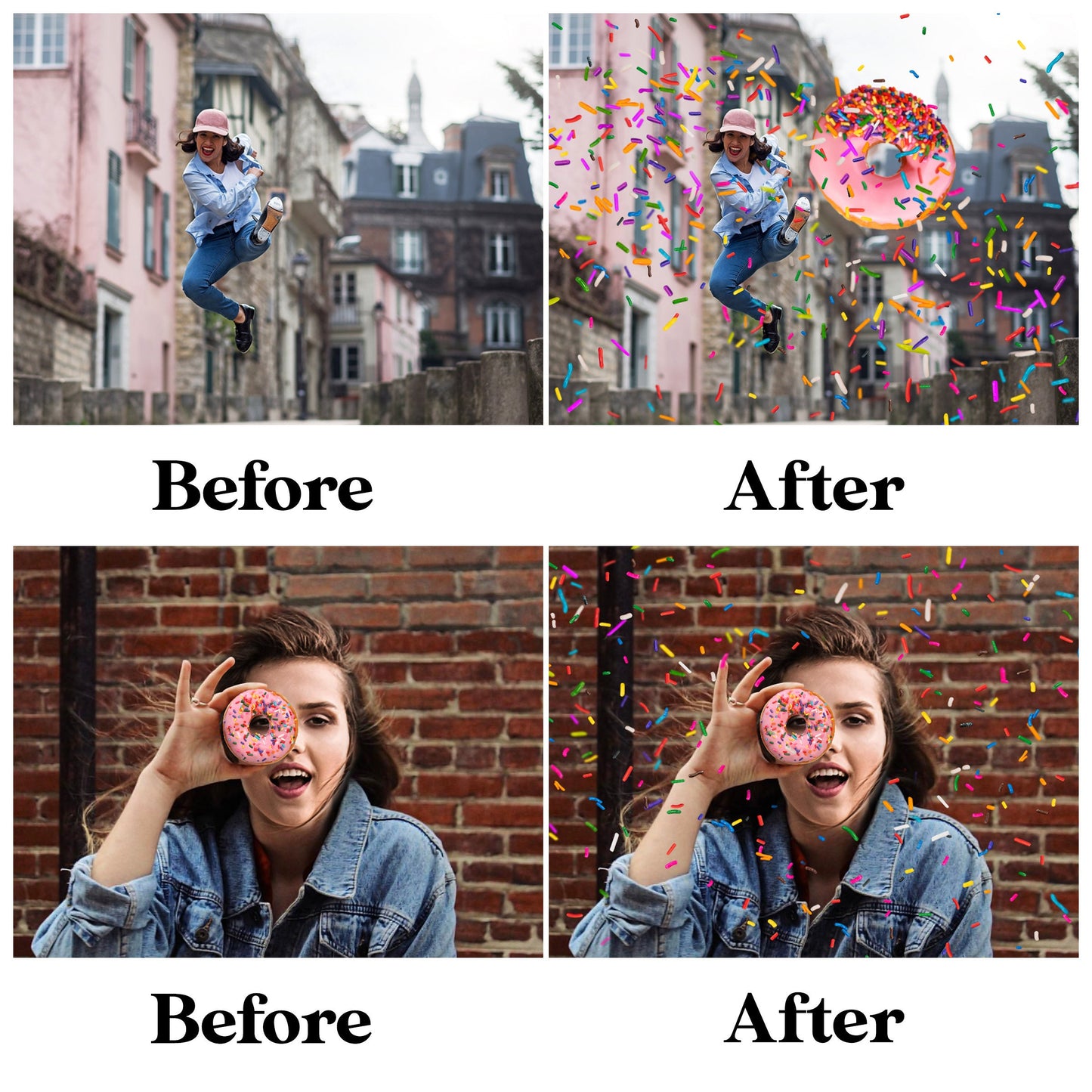 Rainbow Sprinkles Overlay for Photoshop - Birthday & Doughnut Effects - Instant Digital Download