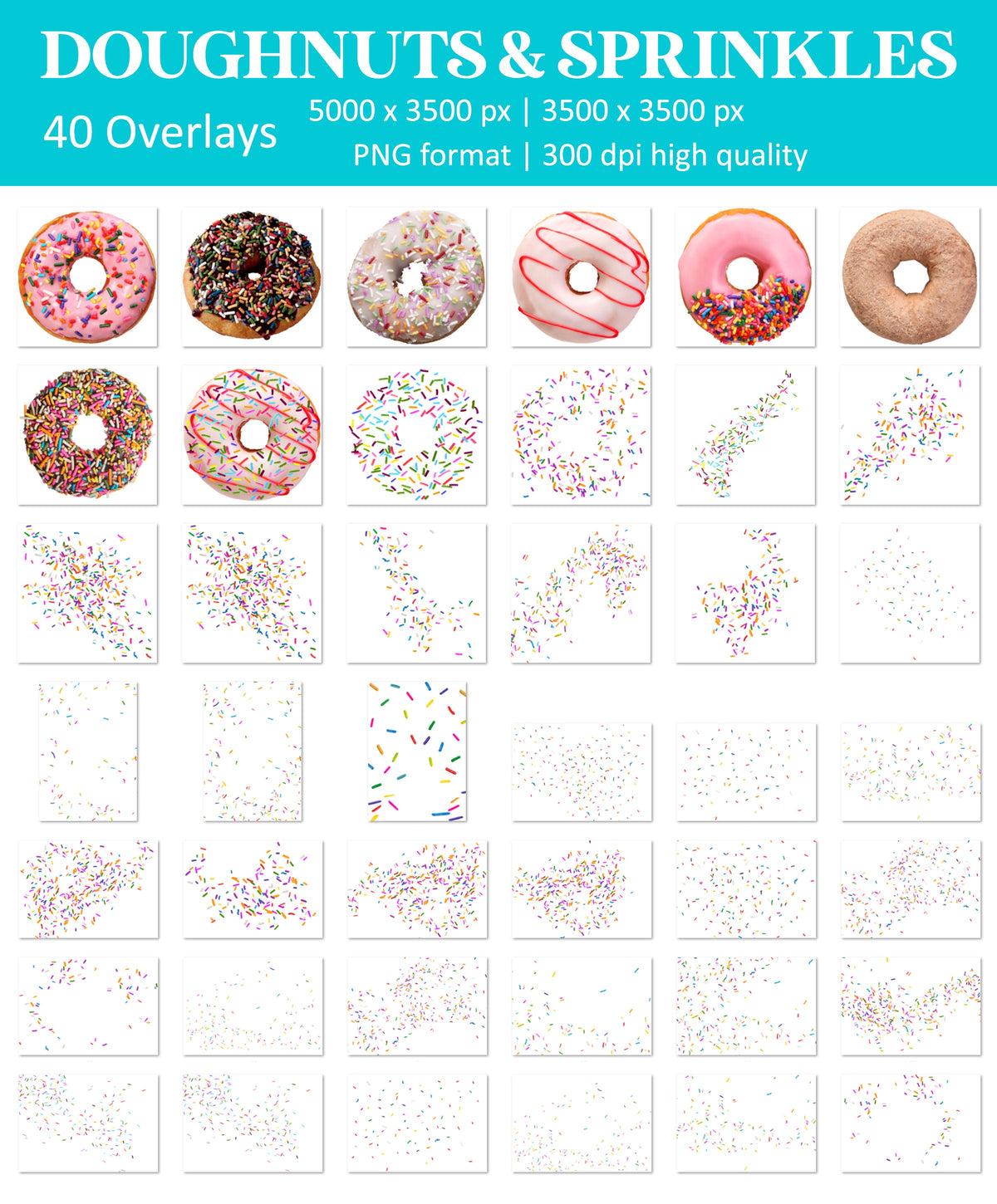 Rainbow Sprinkles Overlay for Photoshop - Birthday & Doughnut Effects - Instant Digital Download