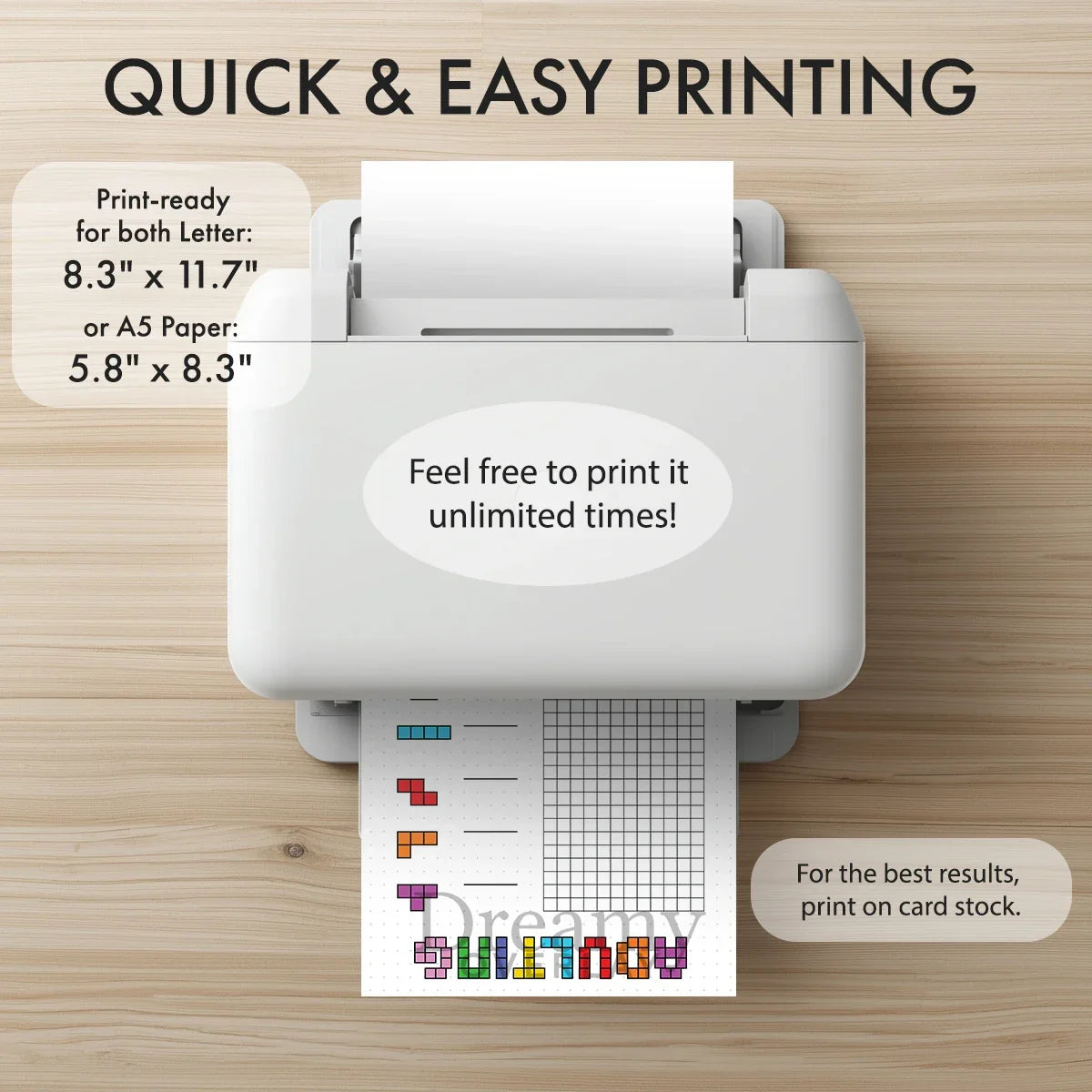 Printable adulting tracker journal page in A4, A5 and US Letter size