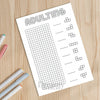 Printable adulting tracker journal page in A4, A5 and US Letter size