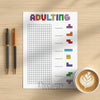 Printable adulting tracker journal page in A4, A5 and US Letter size