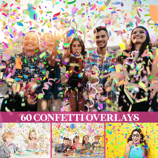 Confetti Overlays for Photoshop - Realistic Falling Confetti & Party Props - Instant Digital Download