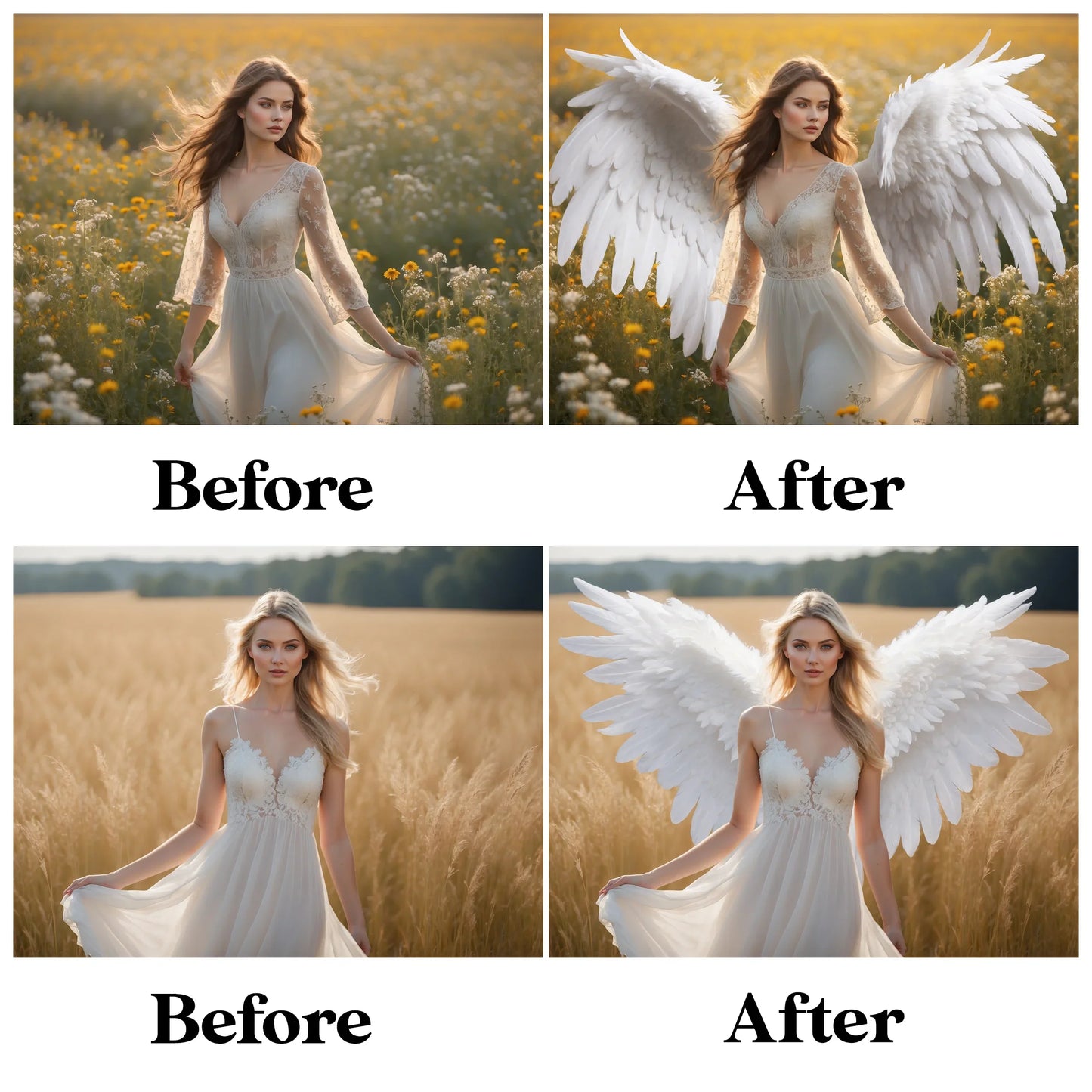 Angel Wings Overlay for Photoshop - Realistic Feather Wings and Maternity Backdrops