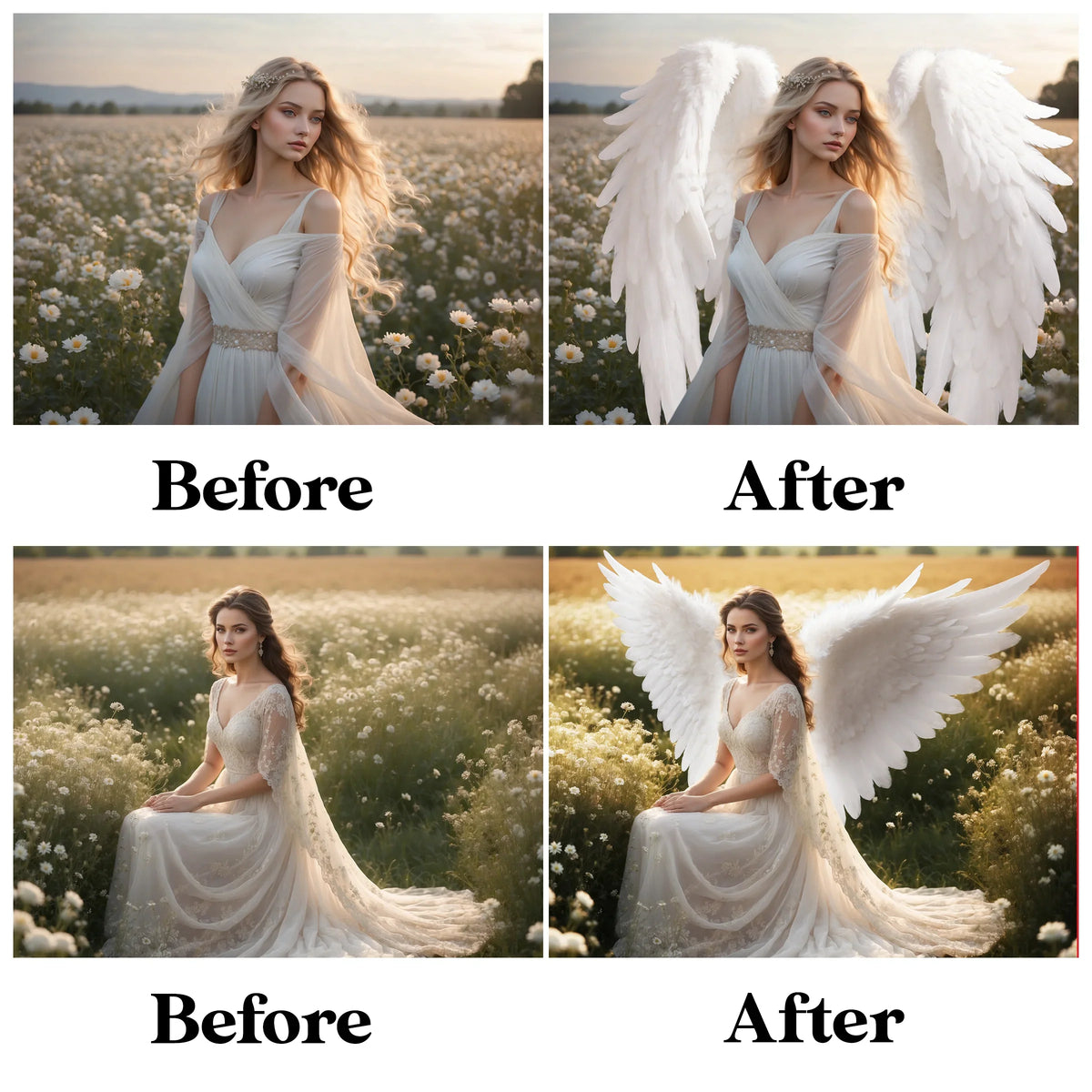 Angel Wings Overlay for Photoshop - Realistic Feather Wings and Maternity Backdrops
