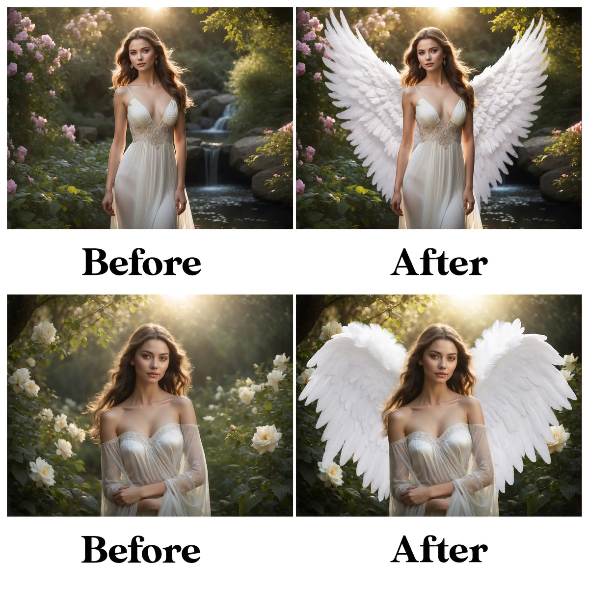 Angel Wings Overlay for Photoshop - Realistic Feather Wings and Maternity Backdrops