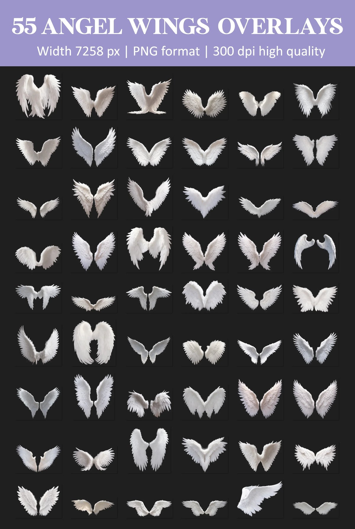 Angel Wings Overlay for Photoshop - Realistic Feather Wings and Maternity Backdrops