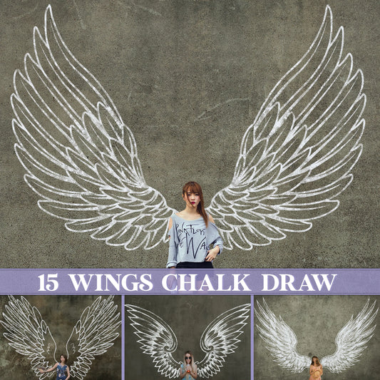 Angel Wings Overlay for Photoshop - Sidewalk Chalk Art and Graffiti Wall Effects