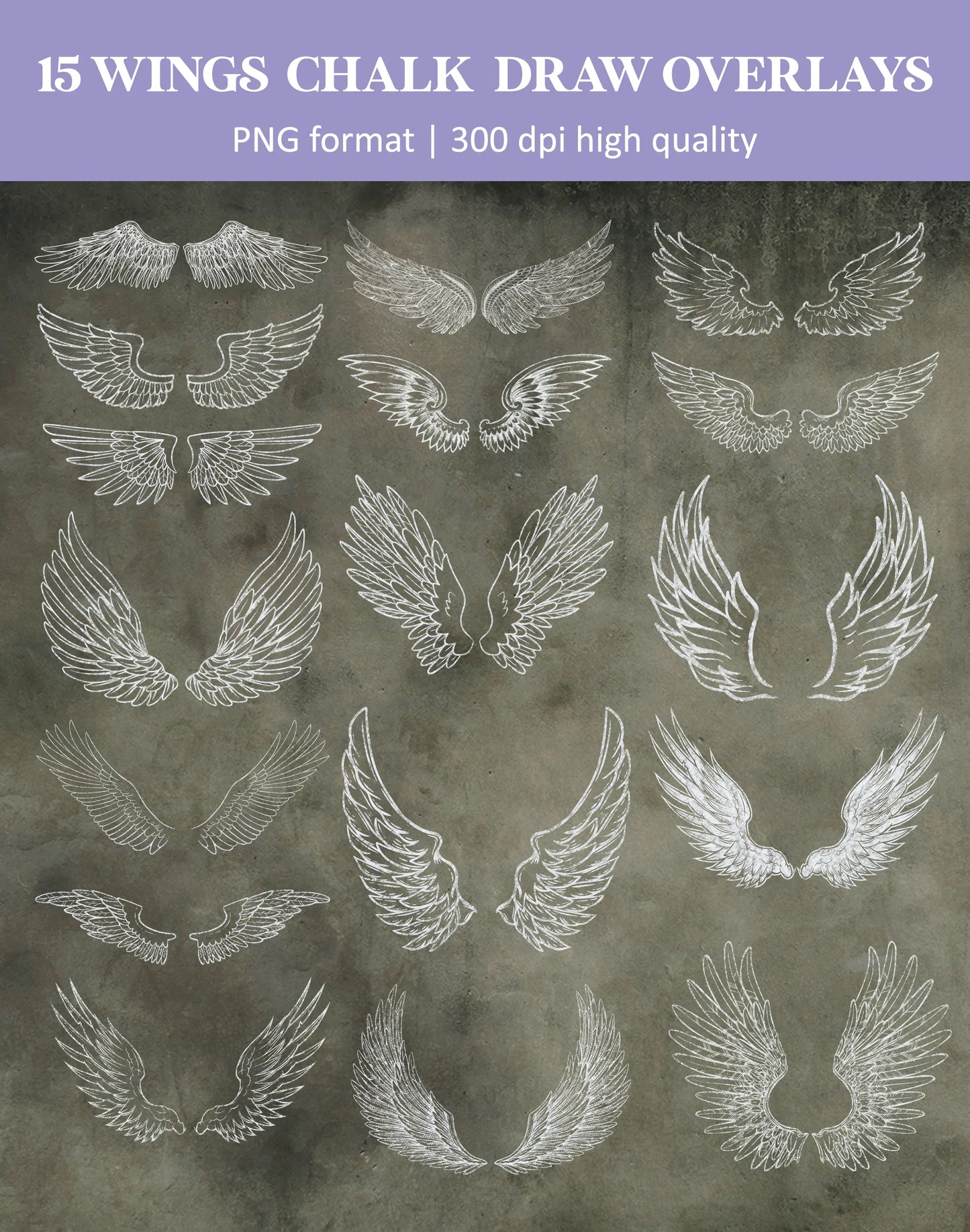 Angel Wings Overlay for Photoshop - Sidewalk Chalk Art and Graffiti Wall Effects