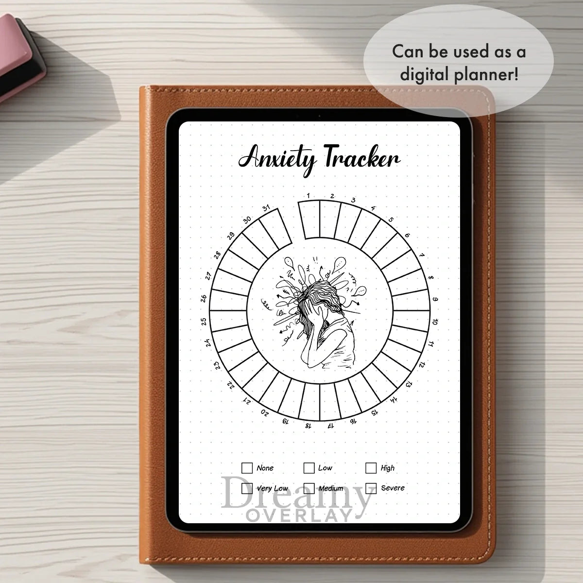 Printable anxiety tracker monthly printable journal page in A4, A5 and US Letter size
