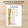 Printable anxiety tracker journal page in A4, A5 and US Letter size