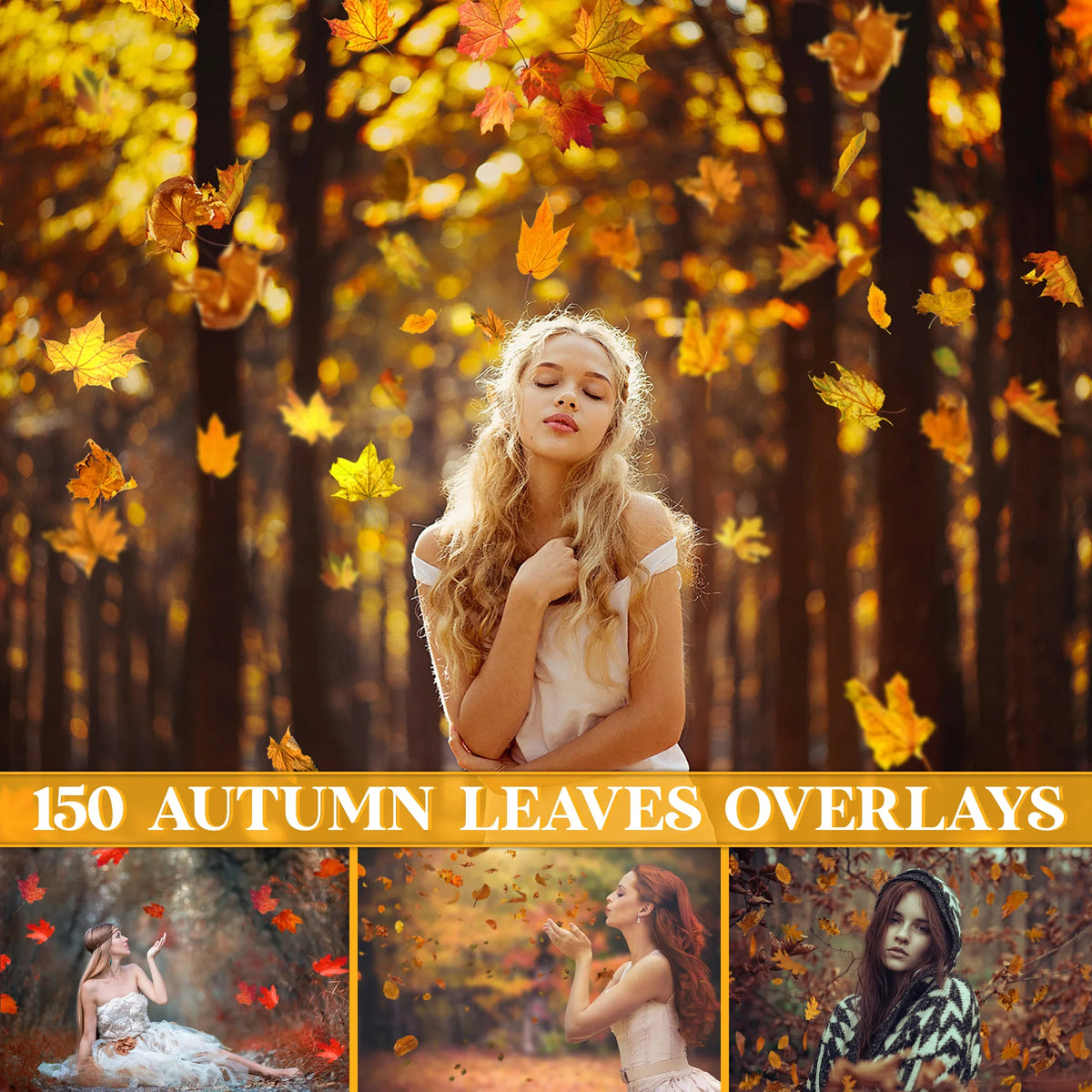 Autumn Leaves Overlays for Photoshop - Falling Fall Foliage and Seasonal Effects