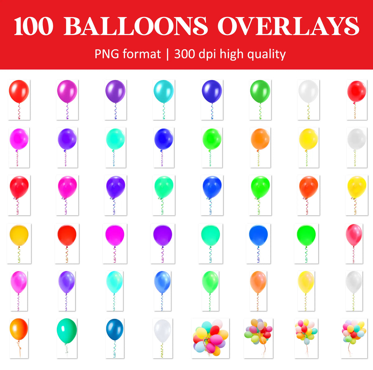 Balloon Overlays for Photoshop - Party Decoration and Celebration Effects