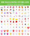 Balloon Overlays for Photoshop - Transparent Birthday and Celebration PNG