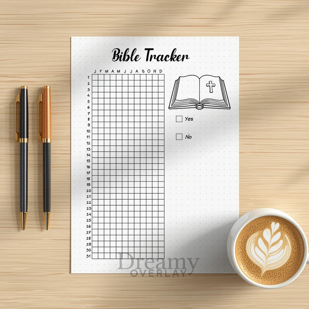 Printable bible tracker journal page in A4, A5 and US Letter size