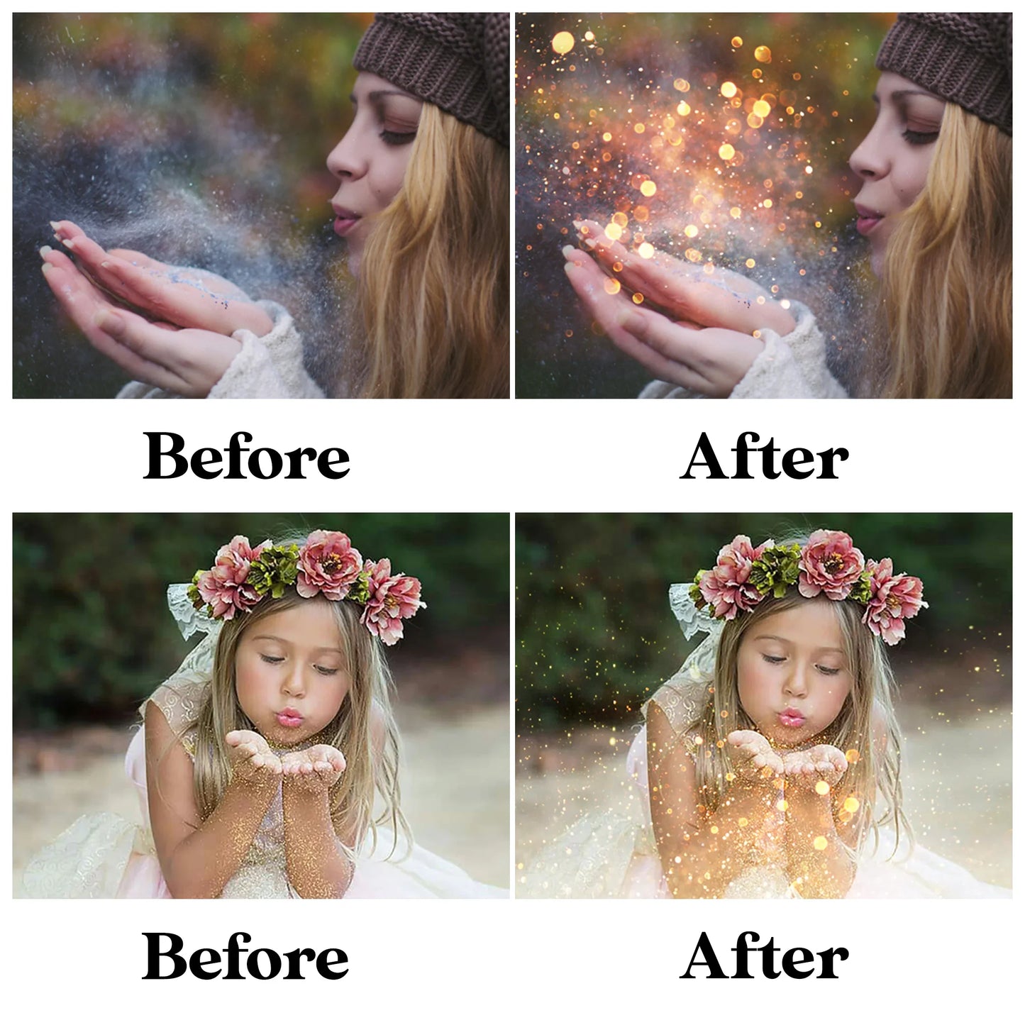 Blowing Glitter Overlay for Photoshop - Gold Dust and Sparkle Effects