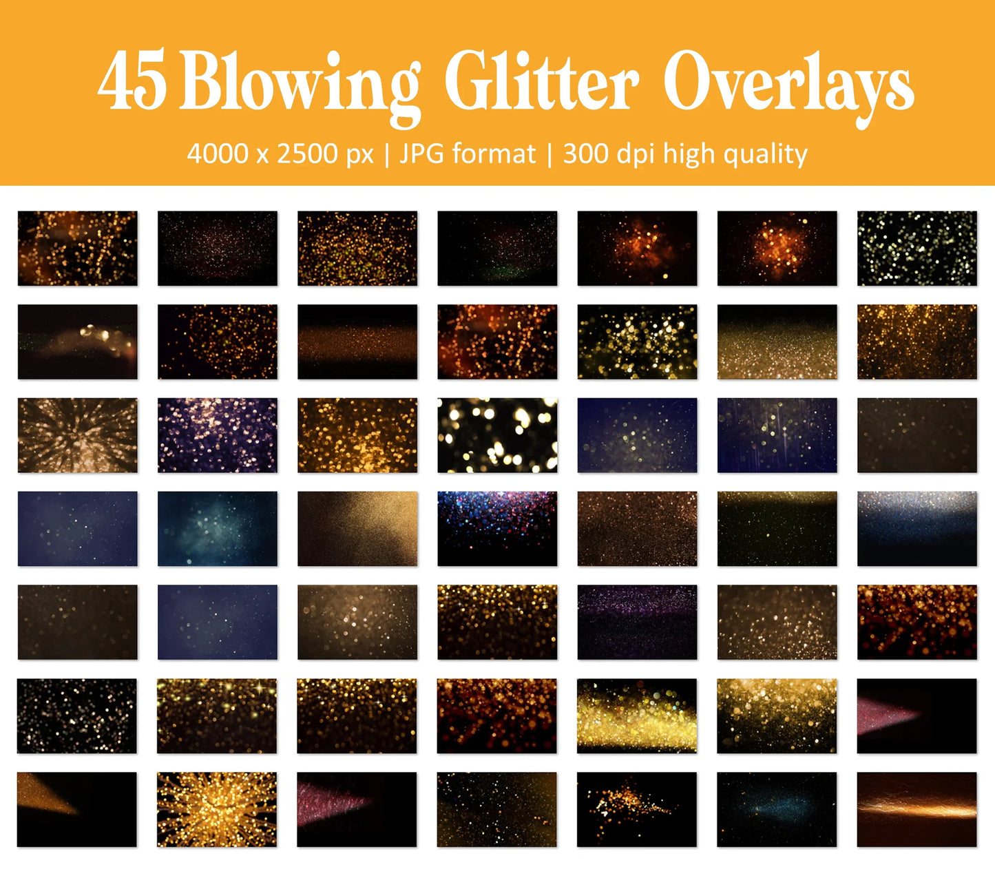 Blowing Glitter Overlay for Photoshop - Gold Dust and Sparkle Effects