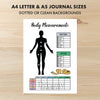 Printable body measurements tracker monthly printable journal page in A4, A5 and US Letter size