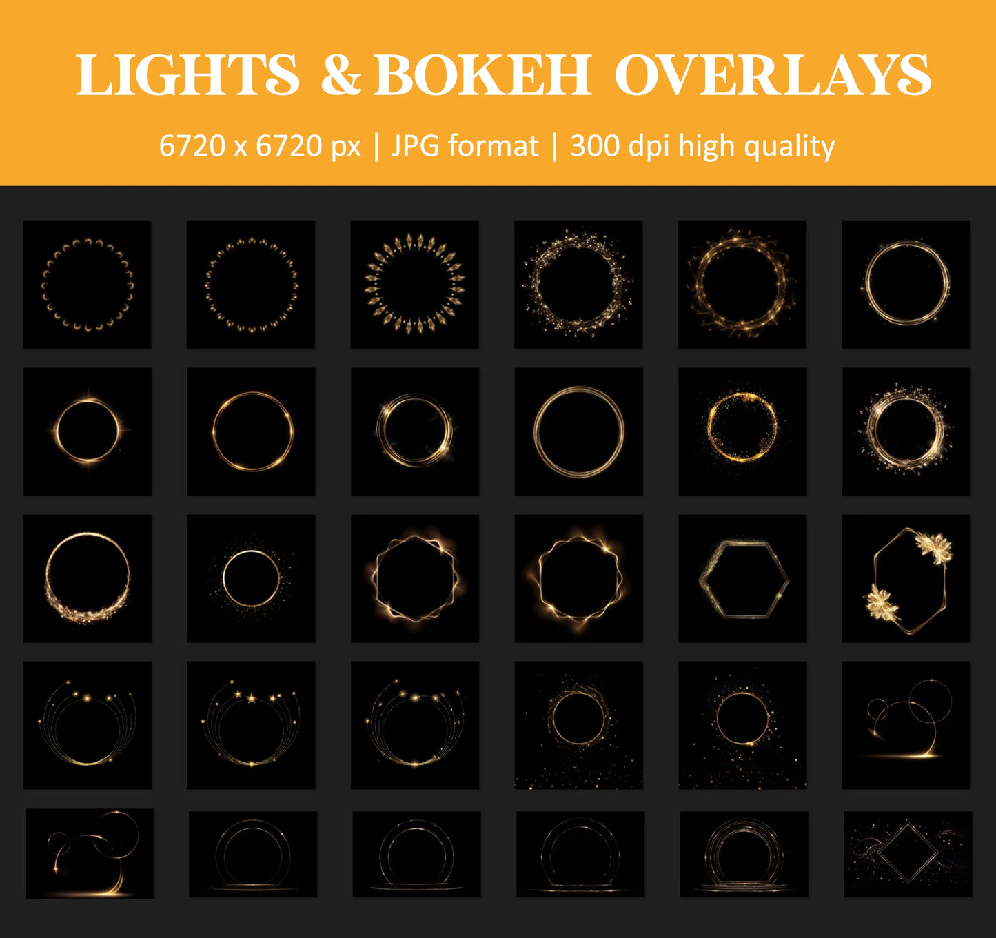Bokeh Light Ring Overlays for Photoshop - Maternity Star and Heart Effects