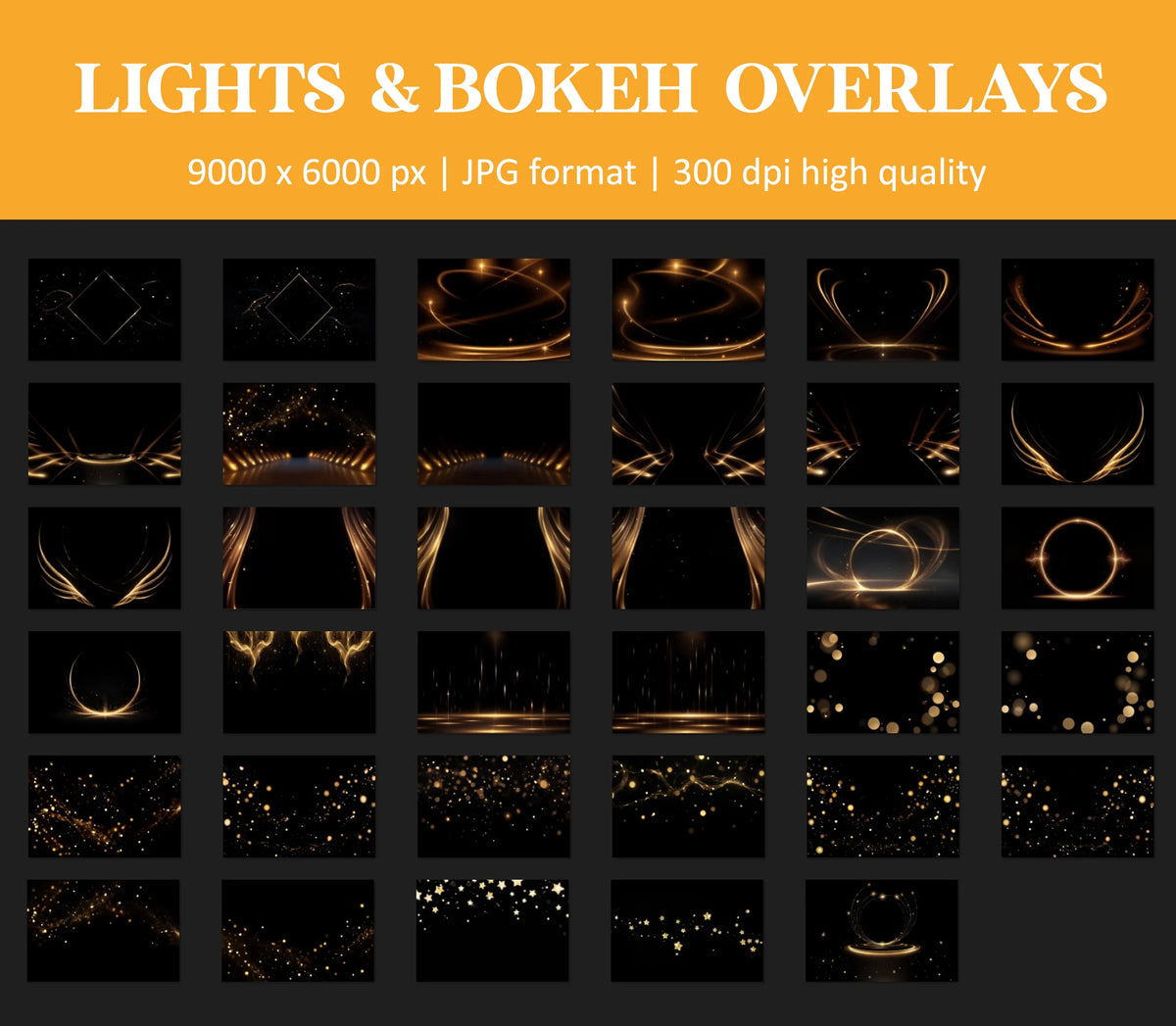 Bokeh Light Ring Overlays for Photoshop - Maternity Star and Heart Effects