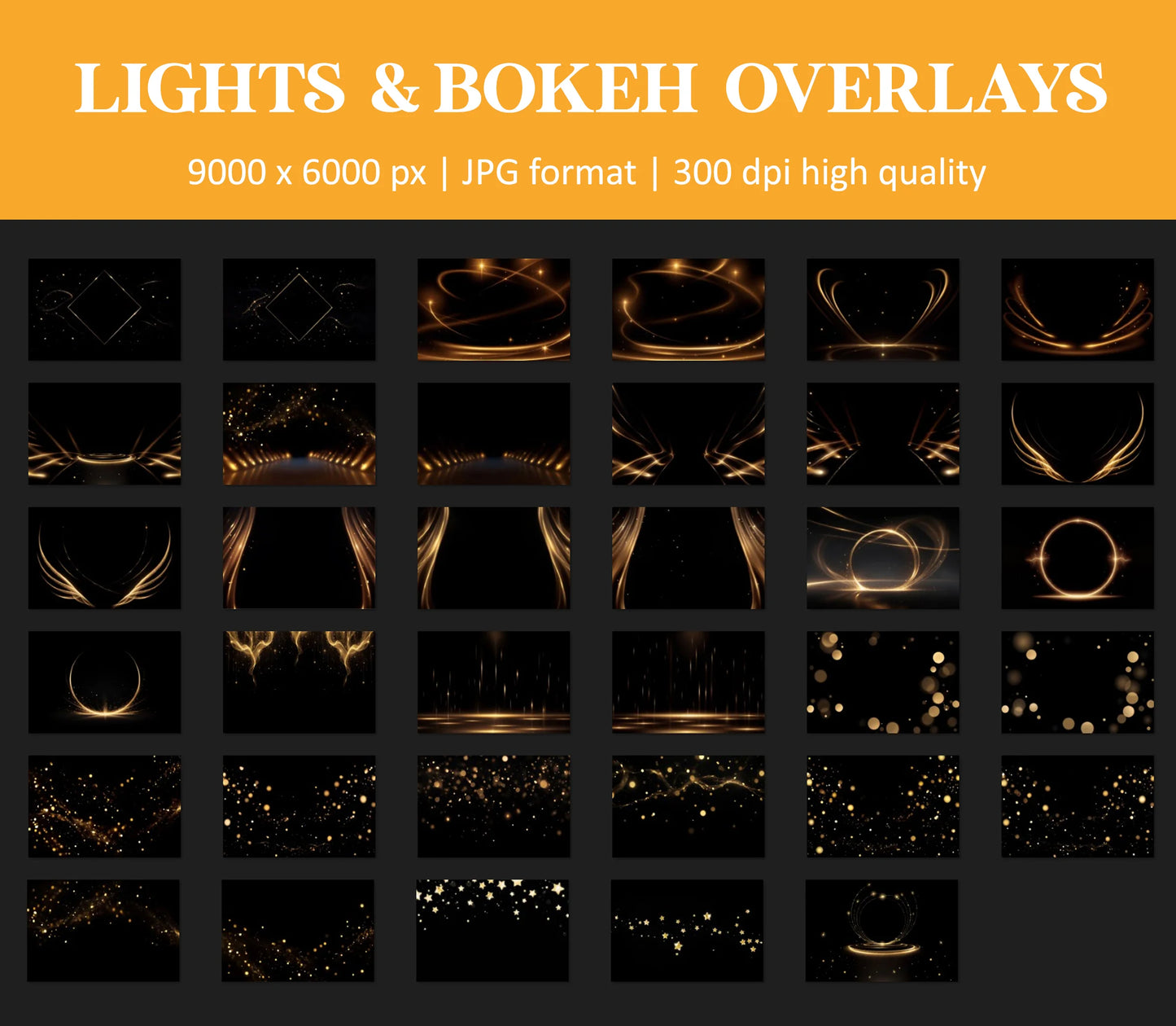 Bokeh Light Ring Overlays for Photoshop - Maternity Star and Heart Effects