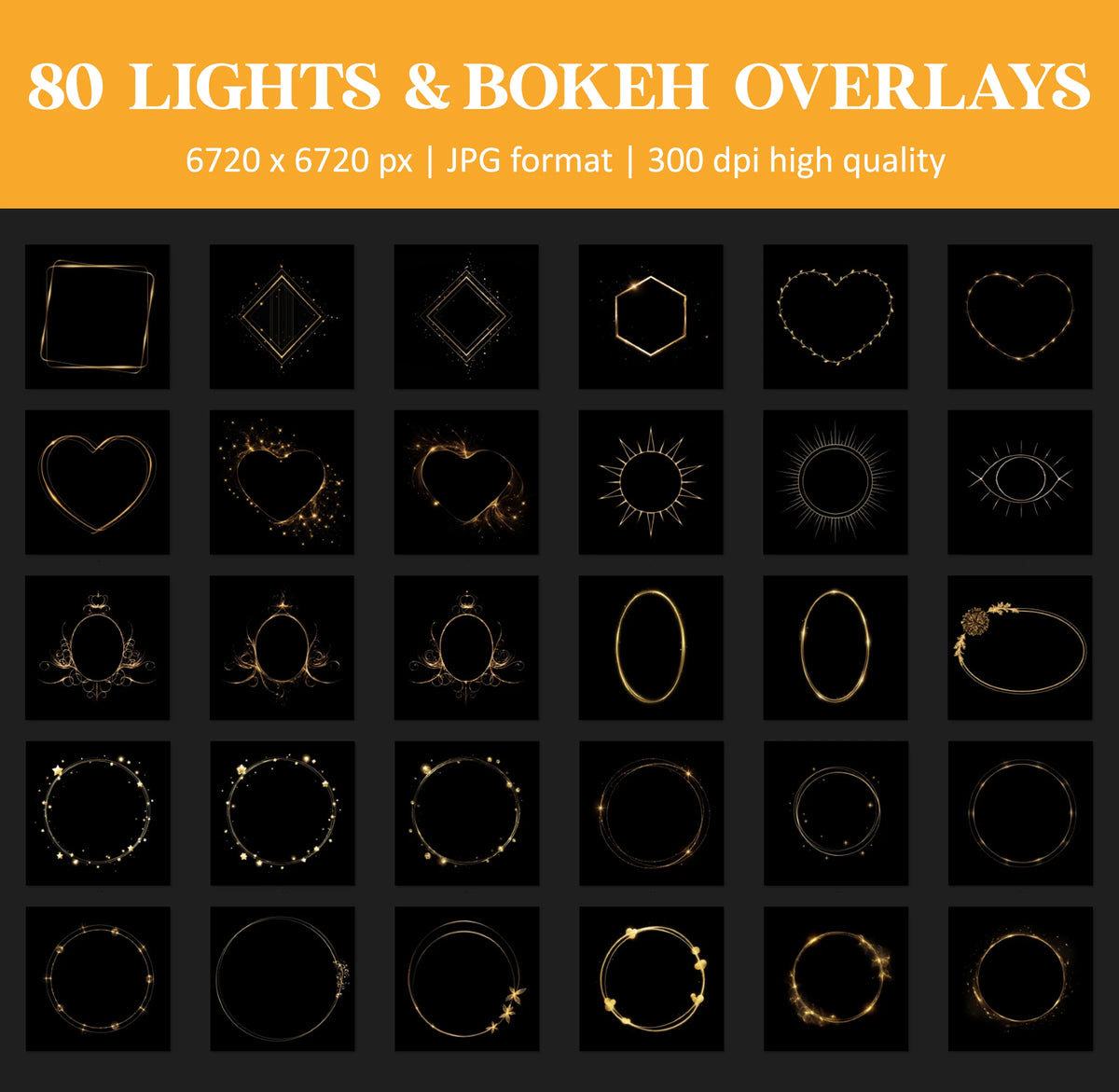 Bokeh Light Ring Overlays for Photoshop - Maternity Star and Heart Effects