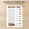 Printable book tris tracker journal page in A4, A5 and US Letter size