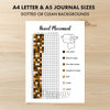 Printable bowel movement tracker journal page in A4, A5 and US Letter size