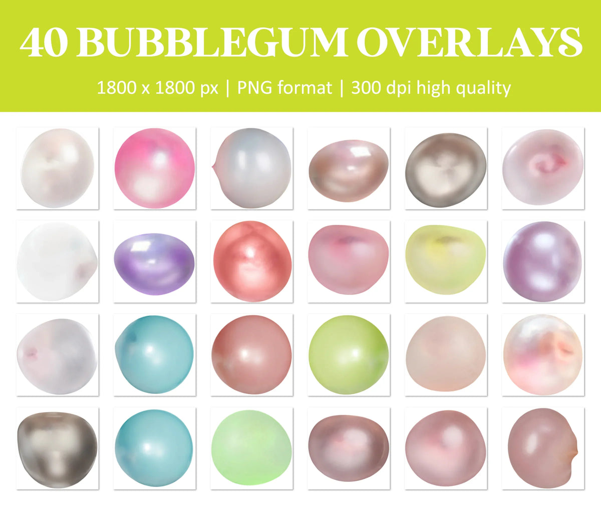 Bubblegum Overlays for Photoshop - Blowing Gum Bubble PNG