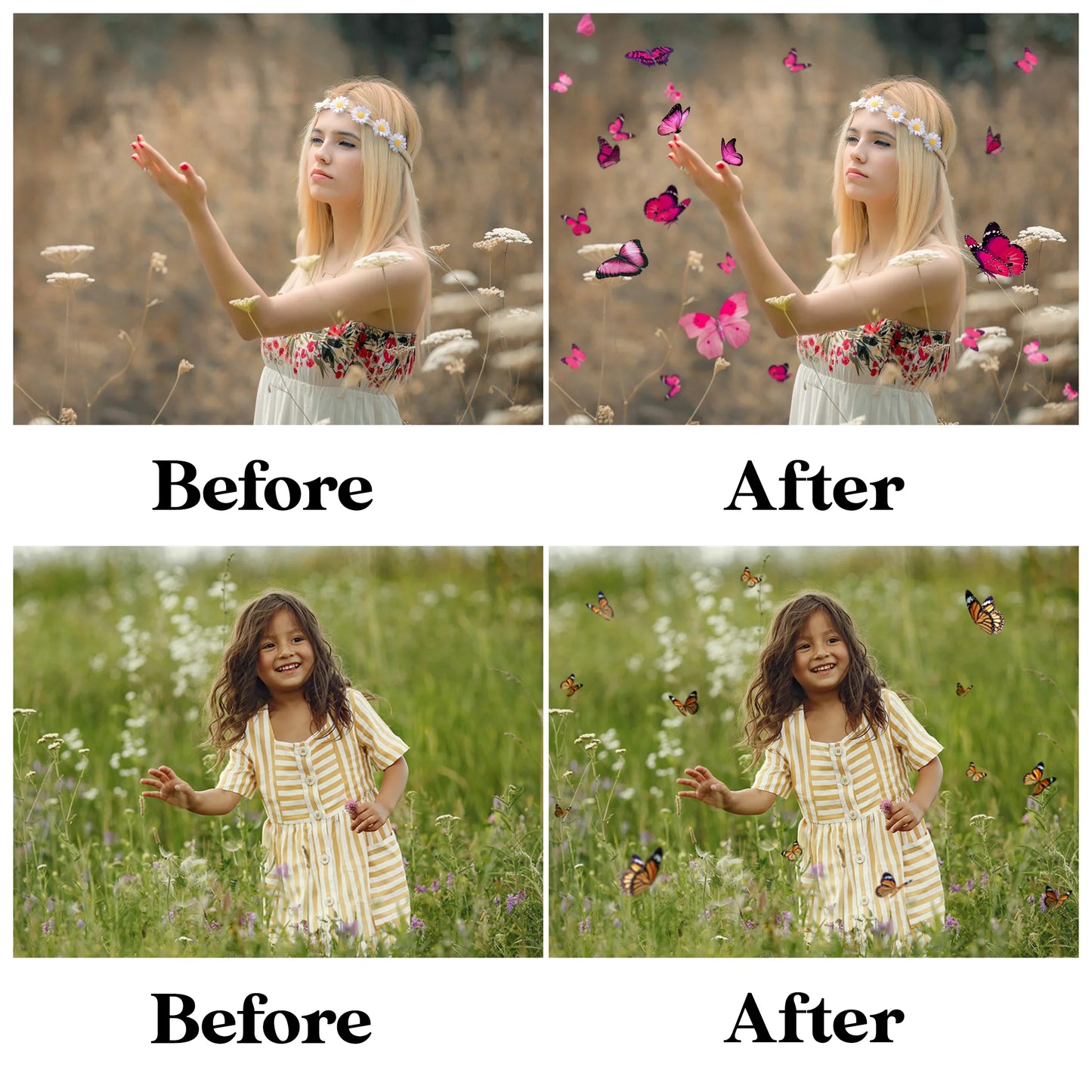 Butterfly Overlays for Photoshop - Monarch Wings and Summer Garden Effects