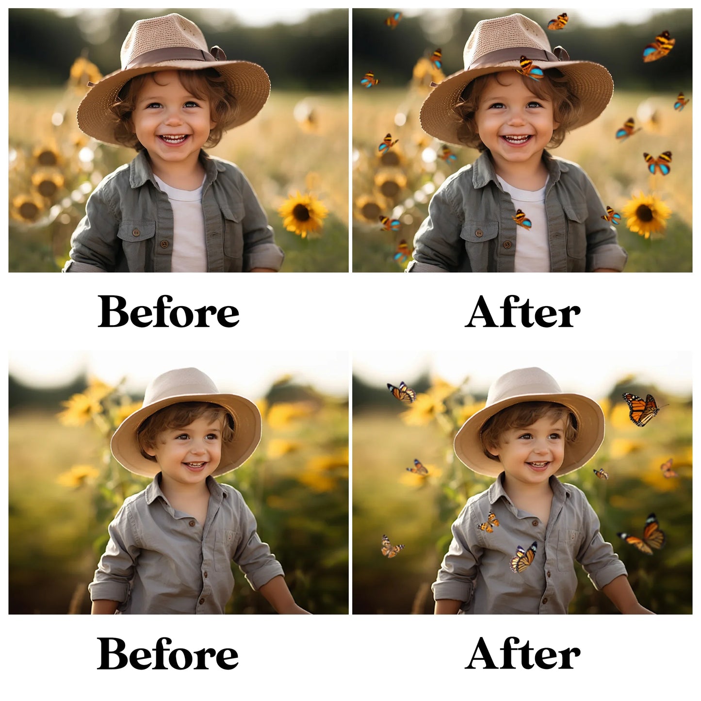 Butterfly Overlays for Photoshop - Monarch Wings and Summer Garden Effects