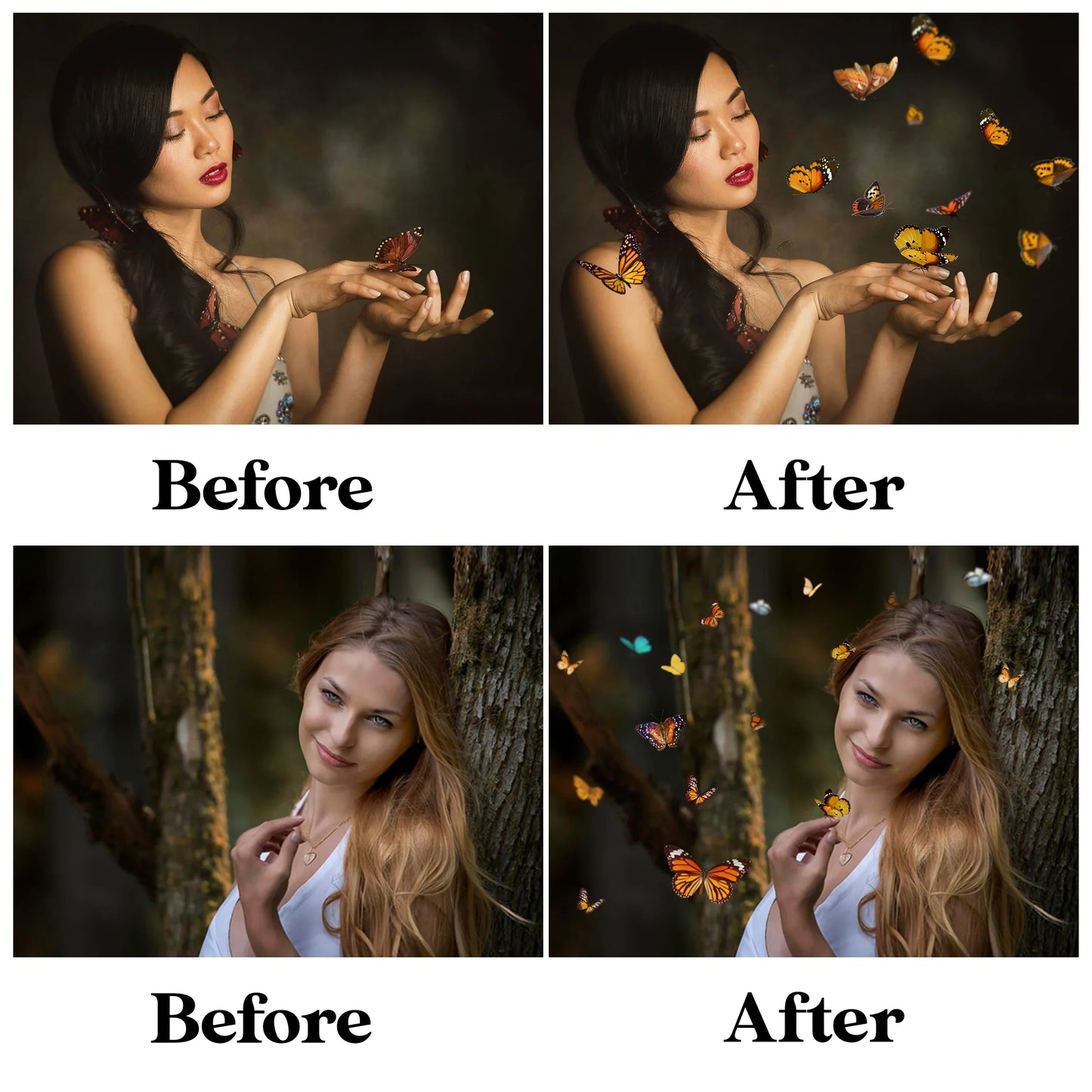 Butterfly Overlays for Photoshop - Monarch Wings and Summer Garden Effects