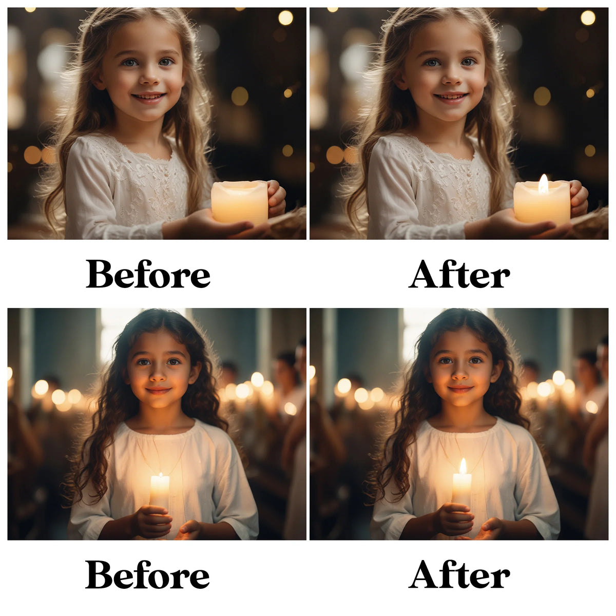 Candle Flame Overlays for Photoshop - Christmas Magic Light