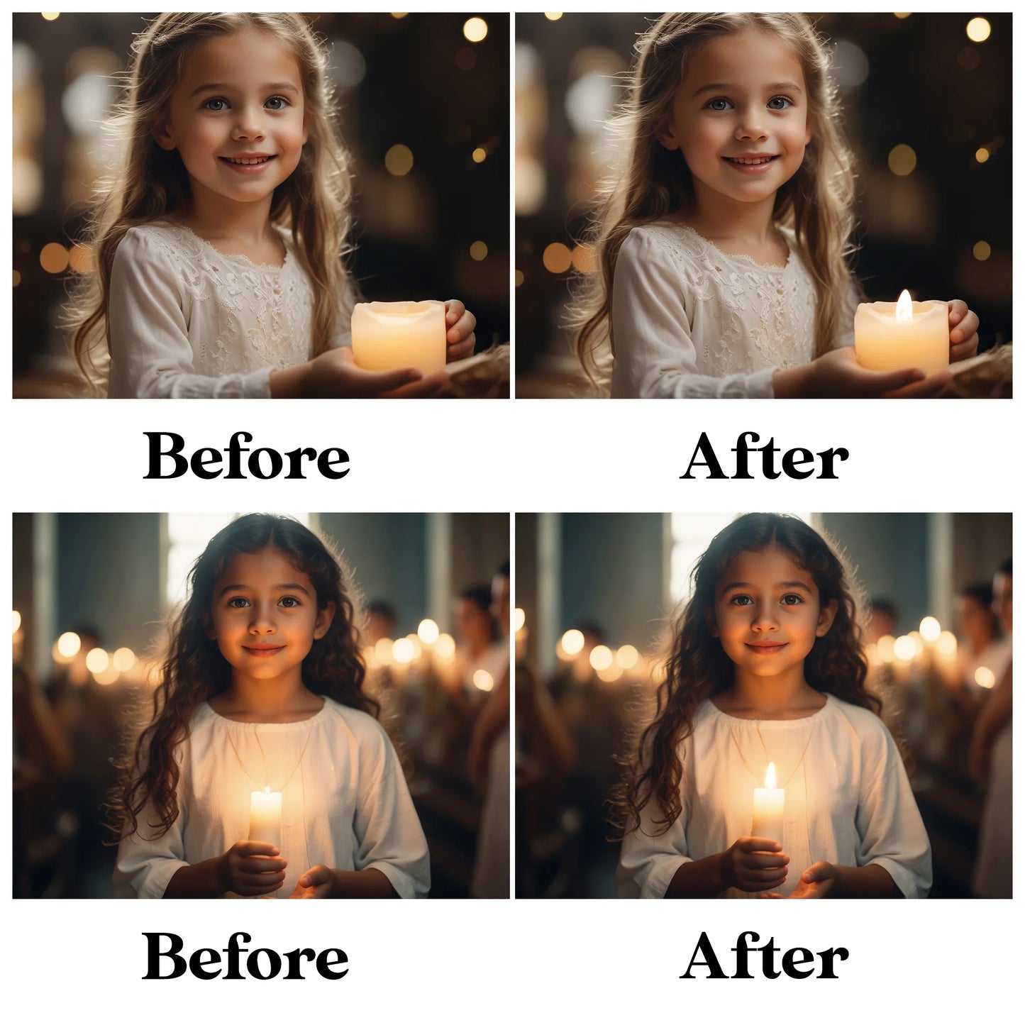 Candle Flame Overlays for Photoshop - Christmas Magic Light