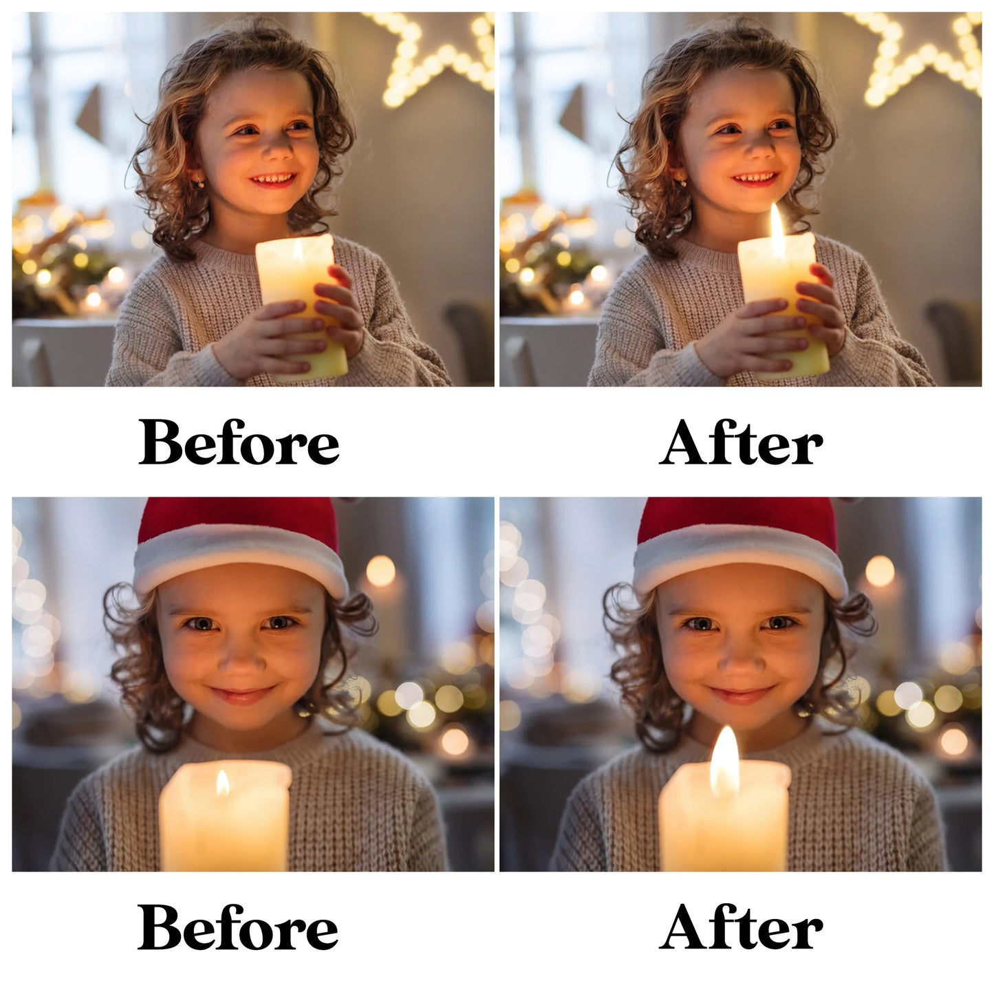 Candle Flame Overlays for Photoshop - Christmas Magic Light