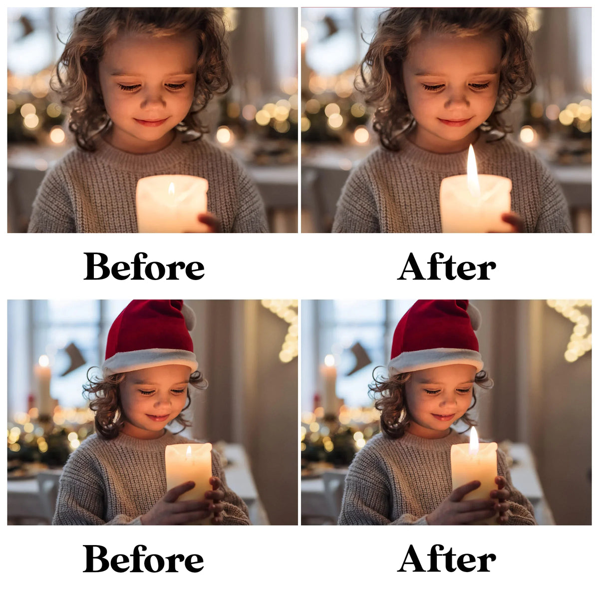 Candle Flame Overlays for Photoshop - Christmas Magic Light
